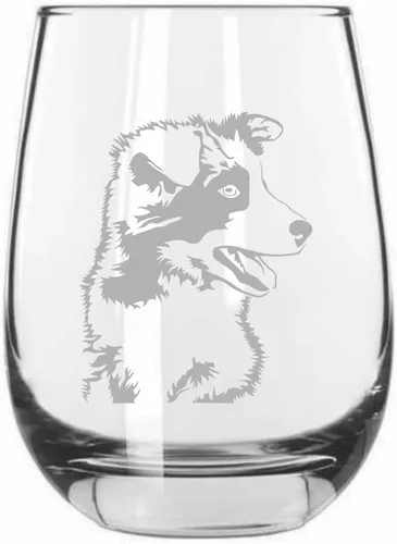 Miniatura 552 de Sakhalin Husky Dog - Copa de vino grabada personalizada de 15.25 onzas sin tallo