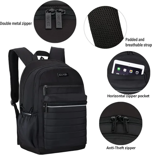 Miniatura 5 de KEOFID Mochila de viaje antirrobo para hombres y mujeres, moda para mujeres, mochila informal para la universidad, Negro -, X-Grande, Mochila de moda