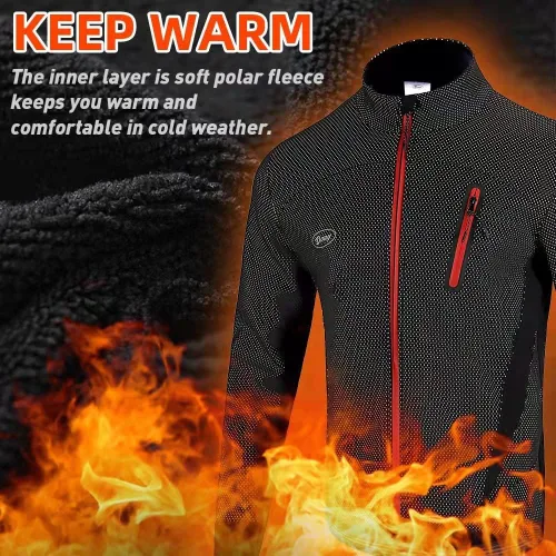 Miniatura 6 de Chaqueta de ciclismo para hombre, forro polar térmico, resistente al viento, transpirable, para ciclismo de montaña, softshell