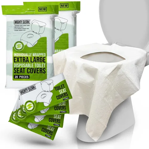 Miniatura 6 de Mighty Clean - Fundas desechables para asiento de inodoro XL, 100% impermeables, envueltas individualmente, fundas extra anchas para adultos