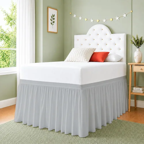 Miniatura 9 de Falda de Cama para Dormitorio Cottingon, 100% Microfibra, Blanca, Individual XL - 76 cm de Caída