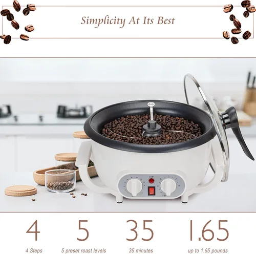 Miniatura 2 de Tostadores de café mejorados para uso doméstico de 110 V, tostadora de café doméstica con temporizador, tostador de granos de café de lotes grandes