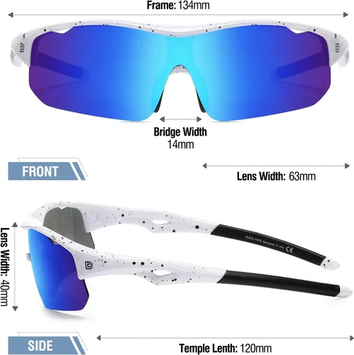 Miniatura 9 de DUCO DK261 - Gafas de sol deportivas de béisbol para jóvenes, con marco TR90 irrompibles, ligeras, para niños y niñas