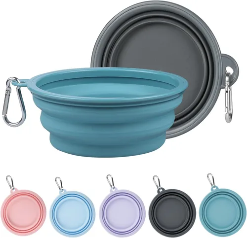 Miniatura 14 de Kytely Cuencos plegables para perros para viajes, paquete de 2 cuencos de agua portátiles para perros, cuenco plegable para comida para mascotas