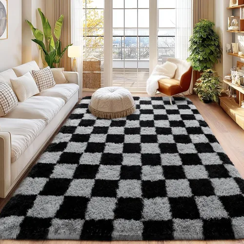 Miniatura 42 de Alfombras de área de 8x10 para sala de estar, alfombra shaggy grande ultra suave y esponjosa para dormitorio, alfombras de felpa mullida Blanco crema