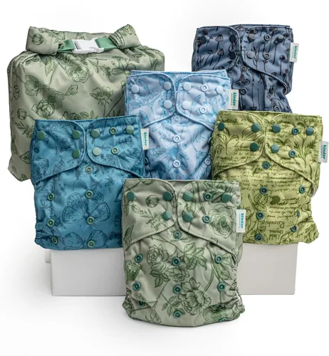 Miniatura 12 de Kinder Juego de 5 pañales de tela reutilizables para bebé, estilo bolsillo, camiseta atlética que absorbe la humedad, recién nacido a orinal 7-60