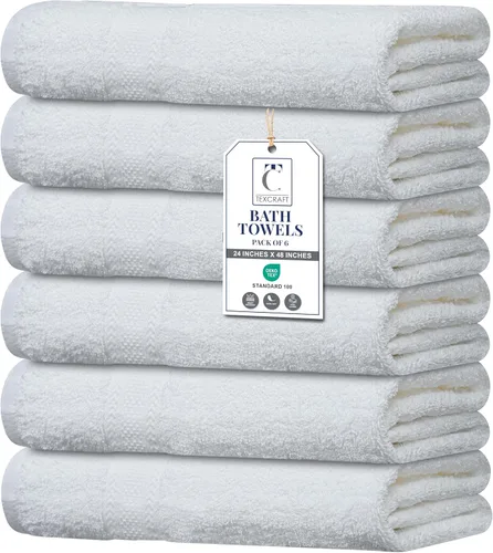 Miniatura 14 de Juego de 6 toallas de baño de tamaño mediano, 100% rizo de algodón, 24 x 48 pulgadas, secado rápido, suaves y altamente absorbentes, toallas