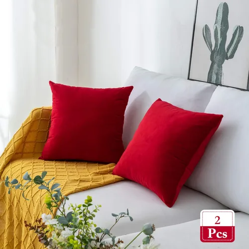 Miniatura 37 de Stellhome - Juego de 2 fundas de almohada de terciopelo Rosa claro