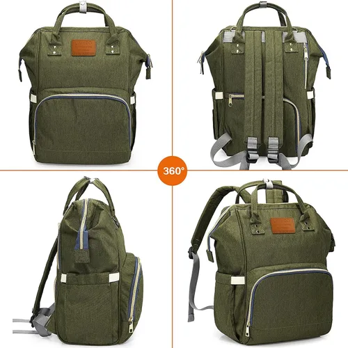 Miniatura 7 de LIMHOO Mochila para pañales para hombres y papá, bolsa de pañales de lona grande impermeable de camuflaje, bolsa para el cuidado del bebé