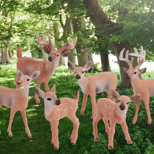 Miniatura 7 de Juego de animales salvajes del bosque, juego de figuras de ciervos de cola blanca, juguetes de decoración de escena de Navidad, accesorios