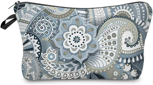 Deanfun - Bolsa de maquillaje impermeable con diseño de mandala y flores, impermeable, espaciosa, cosmetiquera, bolsa de viaje ideal como regalo