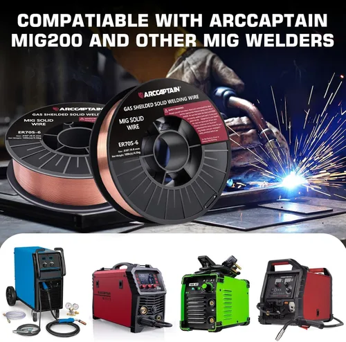 Miniatura 8 de ARCCAPTAIN Alambre de soldadura MIG, 0.030 10Lb Mig Wire ER70S-6 10Lbs Acero de carbono sólido con gas de baja salpicadura Alambre de soldadura MIG