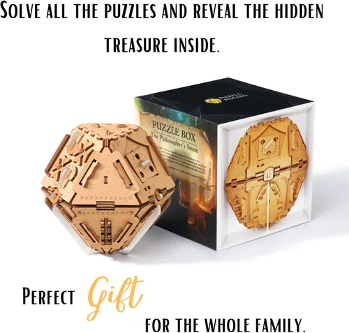Miniatura 6 de Puzzle Potato Caja de Rompecabezas de la Piedra Filosófica - Rompecabezas 3D de Rompecabezas para Adultos - Cofre del Tesoro de Madera - Caja