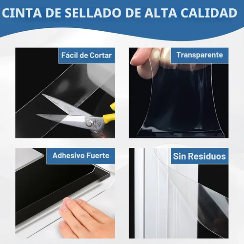 Miniatura 5 de Cinta de sellado para ventanas 2 pulgadas x 10 metros Aislamiento de corrientes de aire Sin residuos Adhesivo removible Impermeable Para ventanas