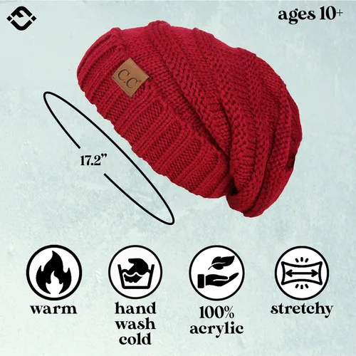 Miniatura 272 de Funky Junque Gorro de moda de punto trenzado de talla extragrande, grueso, abrigado, suave y holgado
