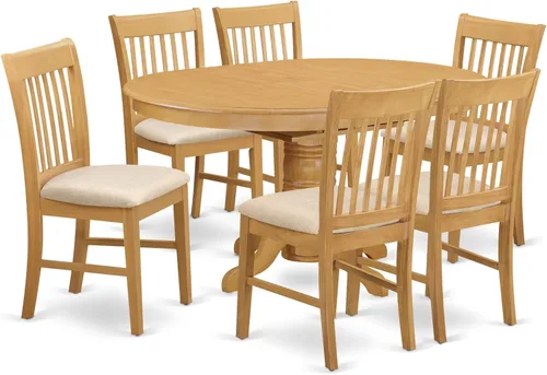 Miniatura 12 de East West Furniture AVNO5-OAK-W - Juego de comedor de 5 piezas para 4 personas, incluye una mesa de comedor ovalada con hojas de mariposa y 4 sillas