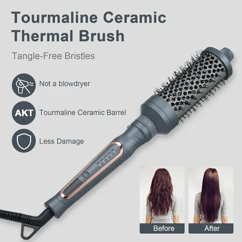 Miniatura 4 de Cepillo redondo calentado, juego de cepillos térmicos de 1.25 pulgadas/1.5 pulgadas/1.75 pulgadas para cabello corto a largo, 300-450 °F