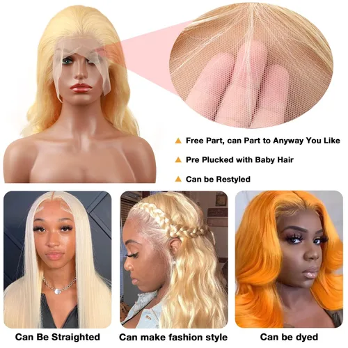 Miniatura 4 de Peluca de encaje frontal de cabello humano ondulada tipo body wave de 13x6. Peluca de cabello humano predepilada con cabello de bebé. Peluca