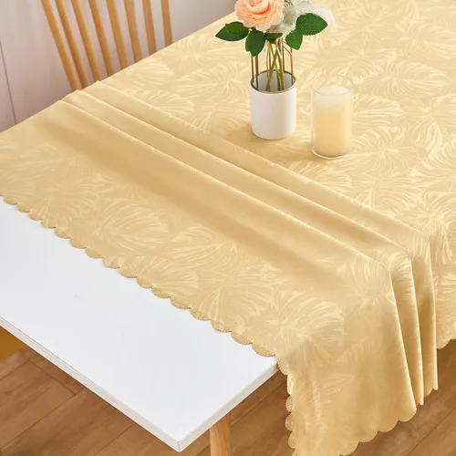 Miniatura 65 de Mantel redondo de tela de 60 pulgadas, mantel con diseño de hojas, borde festoneado, mantel sedoso, impermeable, resistente a las arrugas, lavable