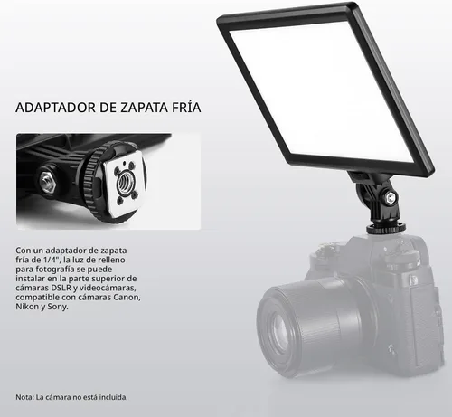 Miniatura 6 de NEEWER Panel de luz de video LED de 9" regulable con iluminación suave para cámara DSLR con mini trípode de escritorio, puertos USB tipo C