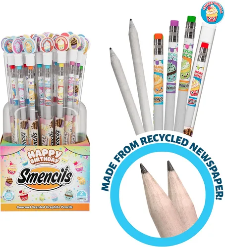 Miniatura 3 de Happy Birthday Smencils Cylinder - Lápices perfumados gourmet patentados HB #2, 50 unidades, regalos para niños