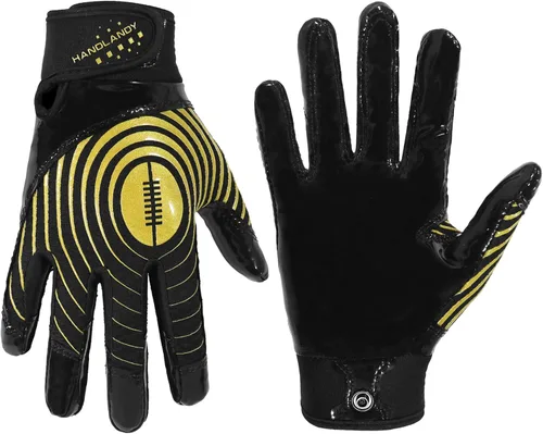 HANDLANDY Guantes de fútbol para jóvenes, guantes receptores adhesivos para niños, guante de fútbol de súper agarre, mejor regalo para niños y niñas
