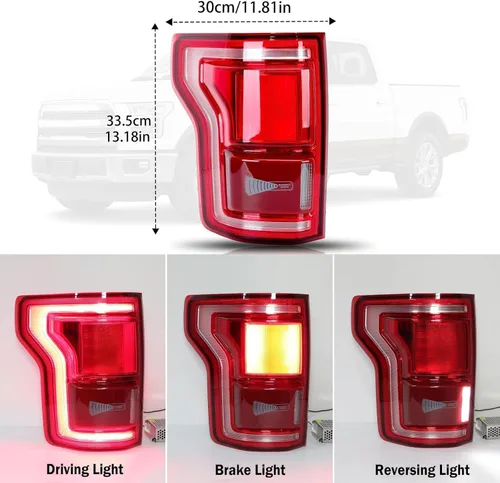 Miniatura 5 de Conjunto de luz trasera LED compatible con Ford F150 Raptor Lariat Limited Platinum King Ranch 2015 2016 2017 Lado izquierdo del conductor Luz Con