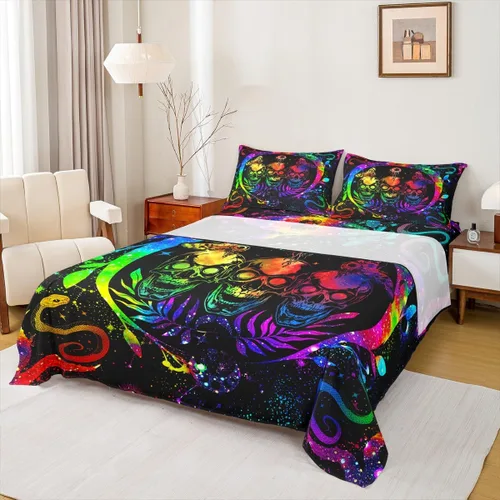 Miniatura 18 de Erosebridal Groovy Flower Sábanas de Cama Fiesta de los 70s Juegos de Sábanas Tamaño Individual Sábanas Florales Arcoíris Juegos de Sábanas y Fundas