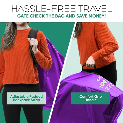 Miniatura 5 de Bolsa de viaje reperkid Premium para asiento de coche para avión - Bolsa universal resistente al agua para chequeo de puerta, con correas ajustables