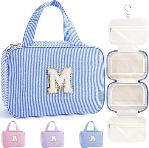 Miniatura 47 de TOPEAST Neceser colgante de viaje, bolsa de aseo personalizada con inicial, regalos de cumpleaños para mamá, hija, hermana, amigas, artículos Púrpura