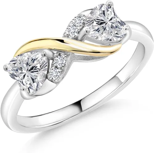 Miniatura 95 de Gemstone Birthstone and Lab Grown Diamond Accents Eternal Love Infinity Ring for Women 925 Silver and 10K Yellow Gold Heart Shape 5MM & Round