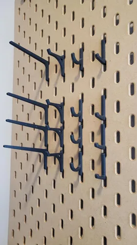 Miniatura 17 de Paquete de ganchos para tablero de clavijas 'Just Hanging', compatibles con tablero de clavijas IKEA SKADIS, gancho de exhibición SKADIS