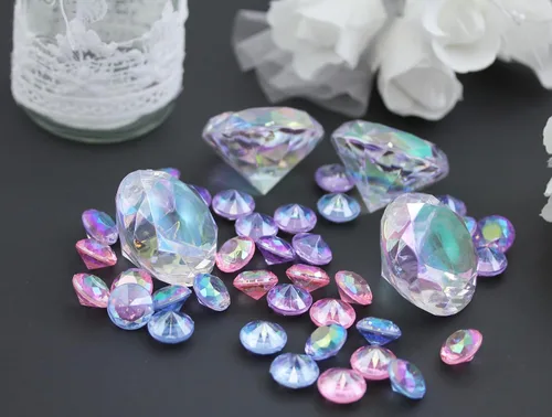 Miniatura 2 de Allstarco 200 unidades de 0.472 pulgadas (0.472 in) lila AB quilates acrílico diamante confeti AB revestimiento para mesa dispersión decoración