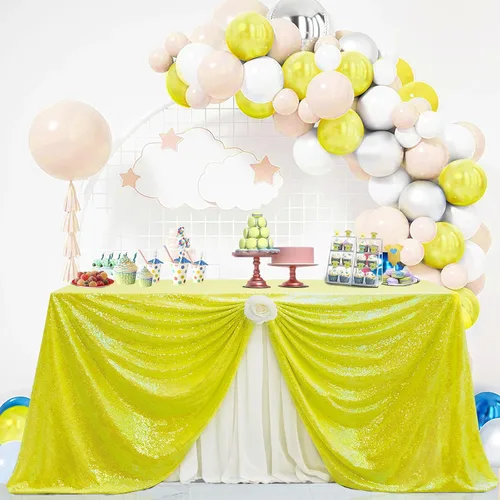 Miniatura 114 de B-COOL Mantel de lentejuelas de 60 x 102 pulgadas, mantel de cumpleaños rectangular azul bebé, brillante, duradero, boda, fiesta, restaurante