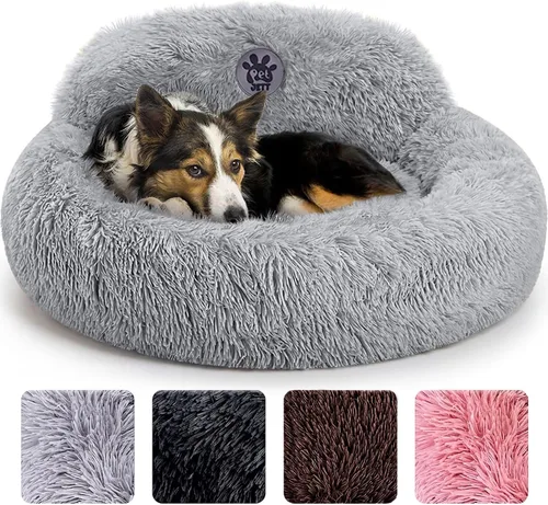 Miniatura 19 de PetJett - Cama calmante para perros pequeños, camas en forma de dona de 23 pulgadas, antideslizante y lavable, cama para mascotas de piel sintética
