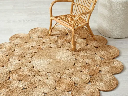 Miniatura 11 de GRUHUM Alfombra de yute tejida a mano de 4' - Fibra natural, redonda, hecha a mano, estilo bohemio, rústica, vintage, suave, trenzada, reversible