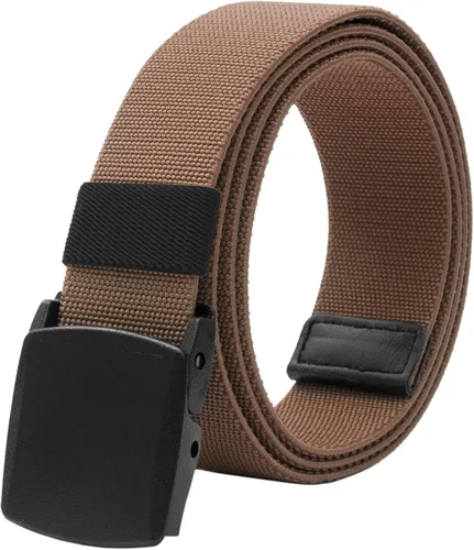 LionVII Cinturones elásticos para hombre con hebilla de plástico sin metal para deportes de trabajo, fácil de recortar para adaptarse a cintura de