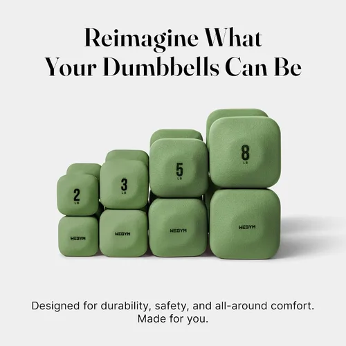 Miniatura 6 de WeGym SafeGrip Square Dumbbells with Anti Slip Handles, Aesthetic Free Weights for Home Workouts, Stable Design Prevents Rolling during Floor Bosque