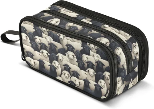 MNSRUU Estuche grande para lápices, estuche de lápices estético de ovejas de animales, organizador de marcadores, caja de lápices para niñas, niños