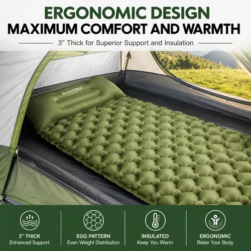 Miniatura 6 de Camping Sleeping Pad with Built-in Foot Pump, Ultralight Inflatable Sleeping Pad with Pillow, 3 Inch Thick Waterproof Camping Mattress for
