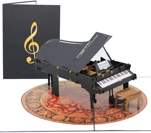 PopLife Tarjeta desplegable 3D de piano de cola para todas las ocasiones: feliz cumpleaños, graduación, día del padre, día de la madre,