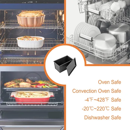Miniatura 4 de CHEFMADE Molde para pan con tapa, antiadherente de 0.99 libras de capacidad de masa rectangular plana para hornear en horno