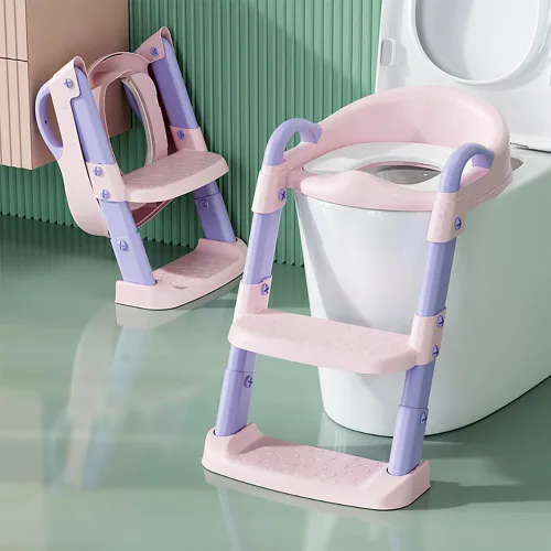 Miniatura 9 de Asiento de inodoro de entrenamiento para niños y niñas, asiento de inodoro con escalera, asiento plegable para inodoro con diseño antideslizante