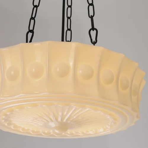 Miniatura 8 de Lámpara colgante de vidrio lechoso, 35.56 cm Candelabro moderno de mediados de siglo estilo escuela colgante, lámpara vintage para dormitorio