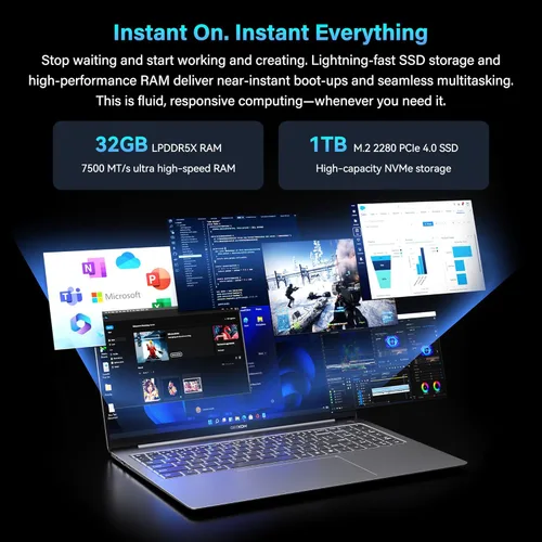 Miniatura 7 de GEEKOM GeekBook X16 Pro 2.8 lbs Laptop, 16" 2.5K 16:10 Laptop Computer, Ultra 5 125H, 32GB LPDDR5x 7500MHz RAM 1TB SSD, Up to 17 Hour, USB4