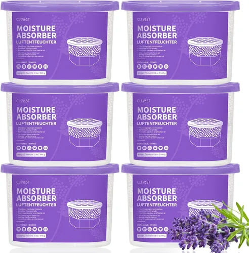 Miniatura 9 de CLEVAST Cajas absorbentes de humedad, paquete de 6, deshumidificador de 12 onzas para armario y baño, absorbente de humedad para armario