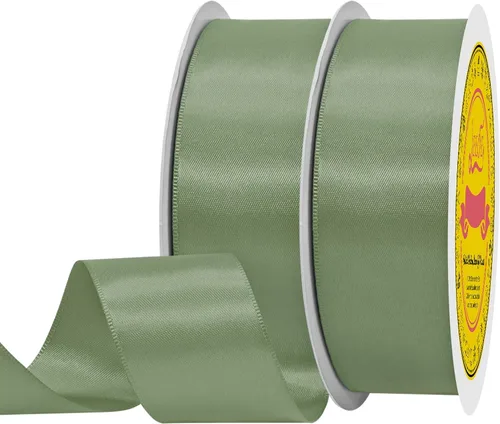 Miniatura 101 de Cinta de satén blanca antigua de doble cara de 1-1/2 pulgadas x 50 yardas, cinta de poliéster para envolver regalos, día de San Valentín, bodas