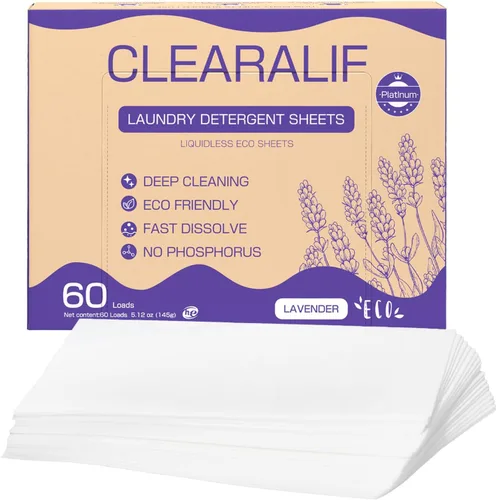 Miniatura 10 de Hojas de detergente para ropa de hasta 60 cargas, lino fresco, ideal para viajes, apartamentos, dormitorios, sin plástico, sostenible