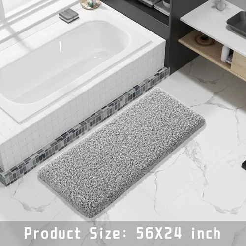 Miniatura 35 de Yimobra Alfombra de baño de felpa esponjosa, súper lanuda suave, cómoda, antideslizante, absorbente de agua, alfombra de baño de microfibra que se