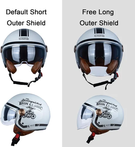 Miniatura 3 de Open Face Motorcycle Helmet for Adults, DOT Approved,3/4 Retro Vespa Helmet, Dual Visors Men's and Women's Motorbike Casco for Moped Cruiser Bobber